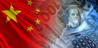 Chinese flag currency stock chart calculator overlayed image