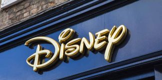 Disney logo on a blue storefront sign