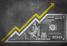 Dollar bill with upward trending arrow graph overlay