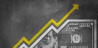 Dollar bill with upward trending arrow graph overlay