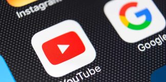 YouTube and Google app icons on a smartphone screen