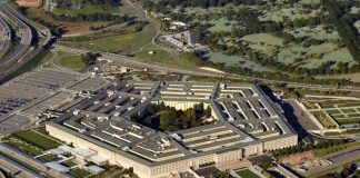 Aerial view of the Pentagon building and surroundings