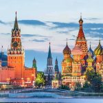 St Basils Cathedral and Kremlin at dusk