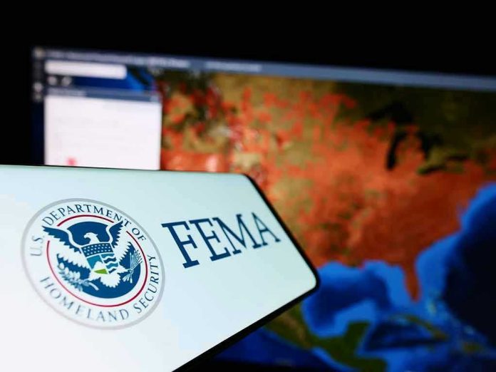 2248583203 FEMA logo near a US map on screen