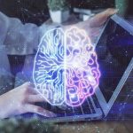 AI Psychosis EPIDEMIC Destroys American Families Futuristic AI brain hologram above a laptop computer