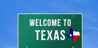 California Dethroned — Texas Takes The Crown Welcome to Texas road sign with a Texas map