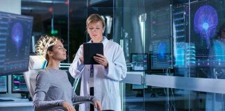 Lithium Twist JOLTS Alzheimer’s Hype Scientist monitoring brain activity of a patient.