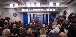 Intercepted — But The Escalation Trap Tightens Press secretary speaks at White House briefing room podium
