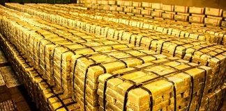 Sewer Dig Reveals $10M in Gold Stacks of gold bars strapped together in a vault