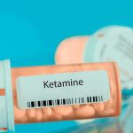 Matthew Perry Ketamine Scandal EXPOSED: Shocking Revelations Prescription pill bottle labeled ketamine on a blue background