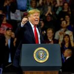 Huge Diesel Break Lands Mid-Rally Donald Trump speaking at a rally behind a presidential podium