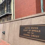 Appeals Panel Hammers Trump Lawyers United States Court of Appeals for the Federal Circuit sign on stone wall