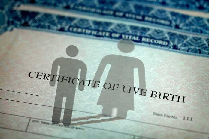 shutterstock_1950161230 Birth certificate with male and female icons overlay